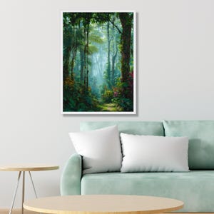 Lush Tropical Rainforest Path Canvas, Green Jungle Wall Art, Nature Landscape Decoration, Exotic Botanical Canvas, Ready to Hang Home Art image 5