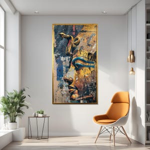 Pharaoh Canvas Art, Egyptian Wall Art, Ancient Royalty Portrait, Wall Art Canvas Design, Ready To Hang Decoration