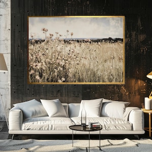 Serene Meadow Landscape, Wildflower Canvas Art, Nature Wall Art, Pastoral Scene, Canvas Wall Print, Ready to Hang Decoration