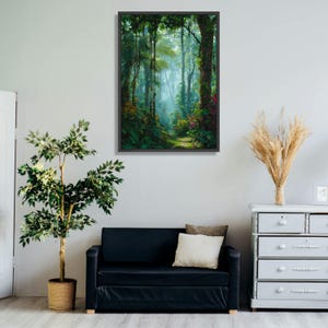 Lush Tropical Rainforest Path Canvas, Green Jungle Wall Art, Nature Landscape Decoration, Exotic Botanical Canvas, Ready to Hang Home Art image 3