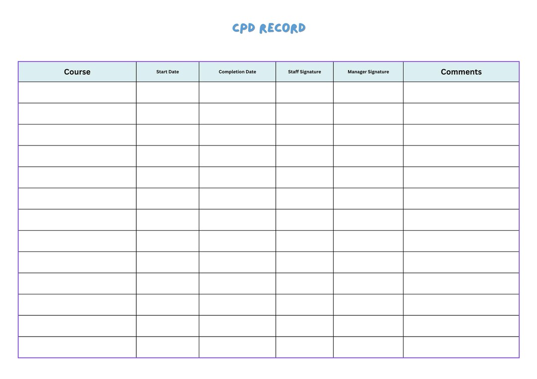 CPD (development) Log Childminder Early Years Pre School - Etsy