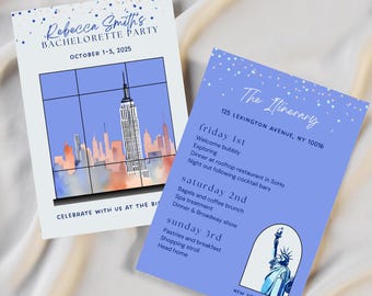 New York Bachelorette Itinerary Template, Weekend Plan (A5, Editable, Printable)
