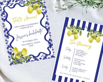 Lemons Italy Inspired Bachelorette Invitation & Itinerary (Digital Download)
