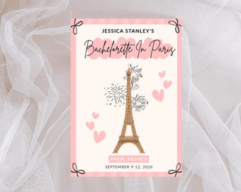 Paris Bachelorette Party Itinerary Card, Customizable Template (Digital Download)
