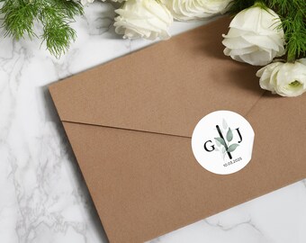 Customisable Wedding Monogram Sticker Template: Digital Download for Invitations & Party Favours