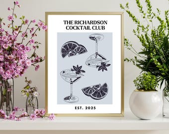 Classic Cocktail Bar Sign - Editable Digital Poster and Personalised Wall Art