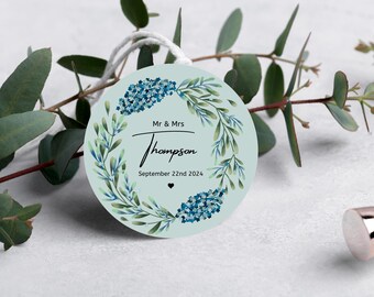 Customisable Sage Green Wreath Wedding Sticker Template | Digital Download for Party Favours