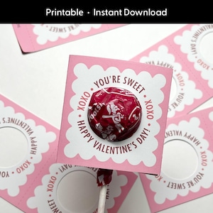 Valentine’s Day Lollipop Holder Template, Valentine Candy Holder Printable for Kids Valentine, Valentine’s Day Gifts, Classroom Favor Tags