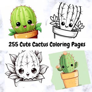 Cute Cactus Coloring Book – 255 Printable Succulent and Cute Plant Pages for Toddlers, Preschool & Indoor Nature Fun, Instant Download, Cute