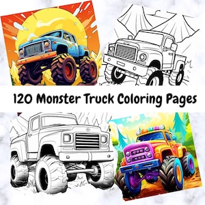 Monster Truck Coloring Book: 120 Pages of Off-Road Fun (PDF Download) Ages 3-6