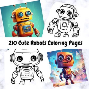 Cute Robot Coloring Book – 210 Printable Robot Pages for Toddlers, Boys & Preschoolers, Robots, Tech and Machines, Instant Download