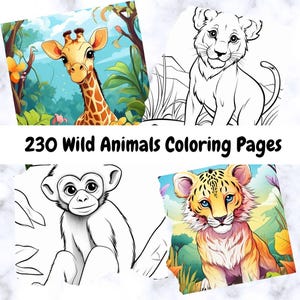 Wild Animals Coloring Book – 230 Printable Jungle and Safari Animal Pages for Kids, Toddlers & Early Learner Age 3–7, Instant Download, Cute