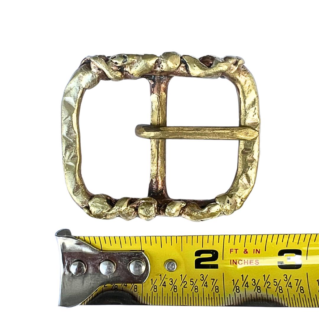 Vintage Hand Hammered Brass Belt Buckle Israel Artisans Statement Large Curved‎ ISRAEL Hand Made Solid Brass Belt Buckle BUCKLER 1979 Made  main image 3