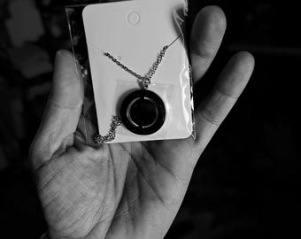 Brand new silver stainless steel spinner necklace, with personalized engraving option
