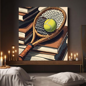 I Love Tennis, Tennis Racquets, Books, BookLovers, Book Art, Printable Wall Book Art, Digital BookArt, Book Artwork, Wall Art Books