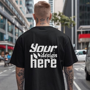 Gildan 5000 Tshirt Mockup Backprint scatola nera T-shirt oversize Mockup Streetwear Mockup Tattoo Mockup Streetstyle - Download digitale