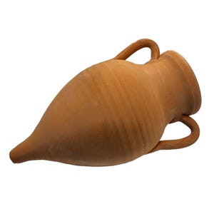 1890 Vase ou jarre Amphora en terre cuite avec anse et support métallique. - En vente sur France