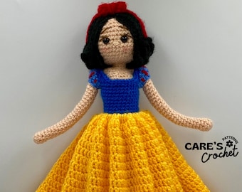 Snow White Crochet Doll Pattern, Posable Amigurumi Princess Toy (Digital PDF)