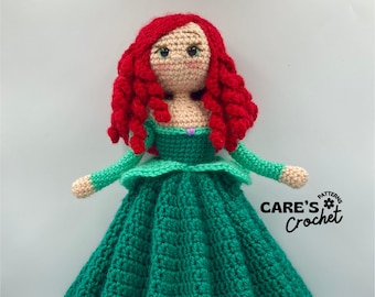 Patrón de muñeca de ganchillo de Ariel, juguete amigurumi articulado de princesa (PDF digital)