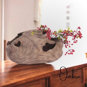 Hancrafted Minimalist Wood Decoration Vase, Wooden Flower Vase