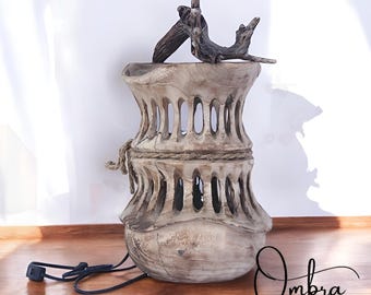 Natural Wood Desk Lamp, Wood Table Lamp, Unique Table Lamp, Wood Lamp Shade, Handmade Floor Lamp, Living Room Wood Lamp