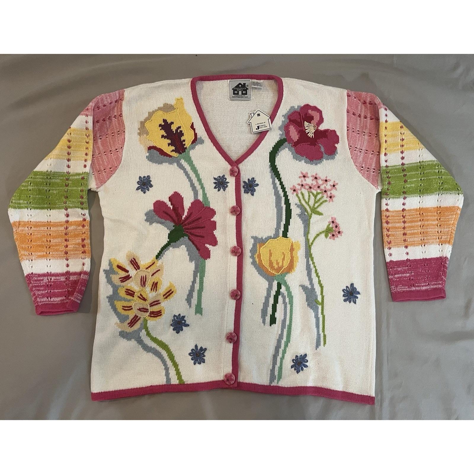 刺繍 ニット カーディガン ヴィンテージ storybook 女の子 人形 黄 刺繍 ニット カーディガン ヴィンテージ storybook 女の子 人形 黄