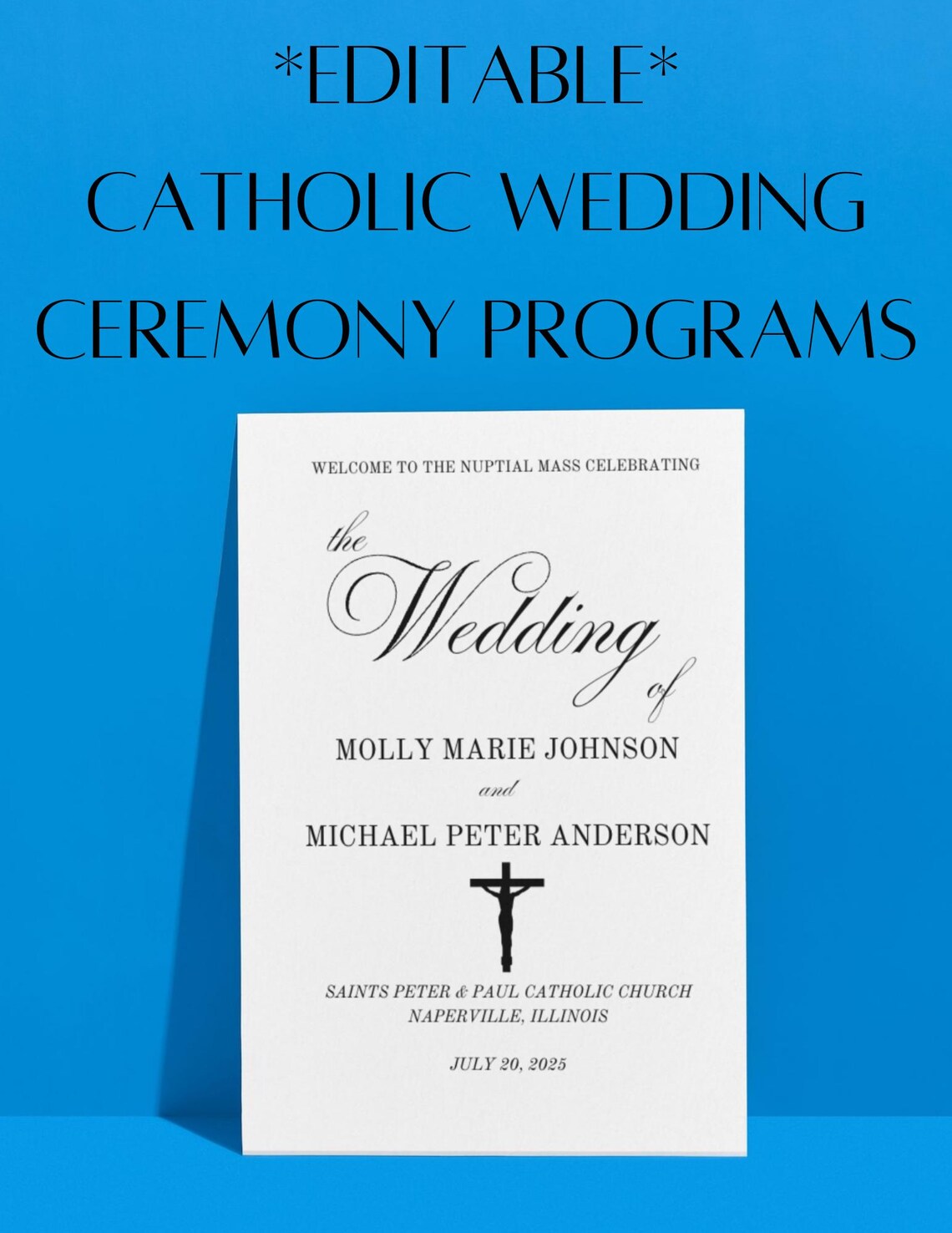 Catholic Wedding Ceremony Program Template Editable Canva Etsy