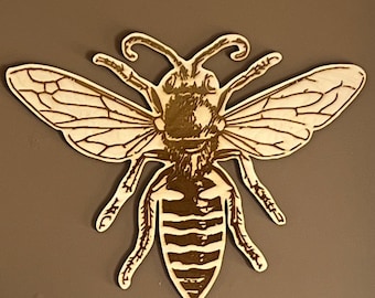 Panneau en bois d'abeille | Art mural abeille | Printemps | Suspension murale | Sauvons les abeilles | Découpe au laser | Décor gravé