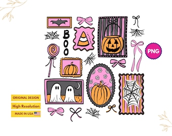 Halloween Stamp Frame PNG Design, Fall Png File, Halloween PNG Lettering For Shirt, PNG Design File Download