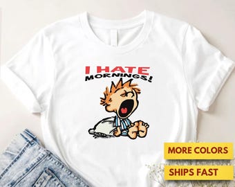 Premium T-shirt vintage I Hate Mornings, retro cartoon T-shirt, vintage T-shirt, trendy T-shirt, Y2K, vintage T-shirt jaren 90
