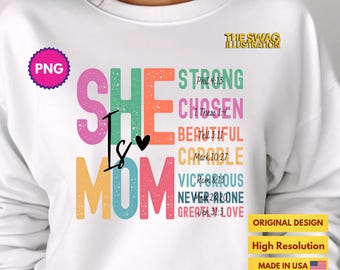 She is Mom PNG, Retro Mother PNG, Blessed Mom PNG, Mom Shirt, Mom Life Png, Mother's Day Png, Mom Png, Gift for Mom, Retro Mama Quotes