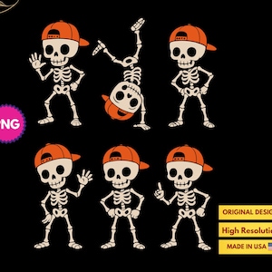 Kids Dancing Skeleton Halloween PNG SVG, Boys and Girls Halloween Design, Funny Trick or Treat Shirt PNG, Spooky Skeleton Clipart for Kids