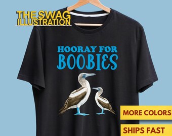 Hooray For Boobies Blue Footed Booby Shirt, Funny Blue Footed Booby Bird Pun Shirt, Punny, Adult Humour, Bird Humour, Beach Gift Premium Tee
