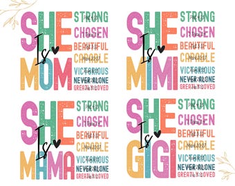 She Is Mom/ Mama/ Mum/ Gigi PNG Bundle, Retro Mother PNG, Blessed Mom PNG, Mom Shirt, Mom Life Png, Mother's Day Png, Mom Png, Gift for Mom