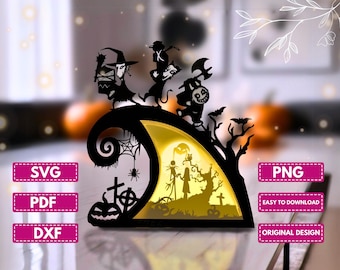 Halloween Nightmare Lantern Shadow Box SVG For Cricut Projects DIY, Lantern Nightmare Box Lantern For Halloween Decoration Easy To Use