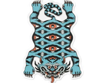 Tiger Sticker – Retro Tribal Design Waterproof Vinyl Decal