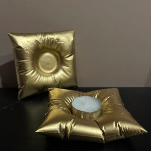 Gold plaster Pillow-Shaped Tealight Candle Holders - Unique Decorative Candle Stand for Home, Events, and Gifting"