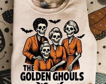 Ghouls Dorados Halloween PNG, Escuadrón de Esqueletos Vintage (Descarga Digital)