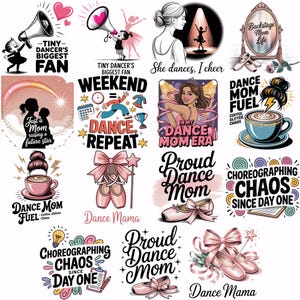 Dance Mom PNG-bundel, Dance Squad Mom, Dance Team Mom PNG, 15 Cute Dance Mom Sublimatie, Ballet Mom Shirt Designs, Instant Download