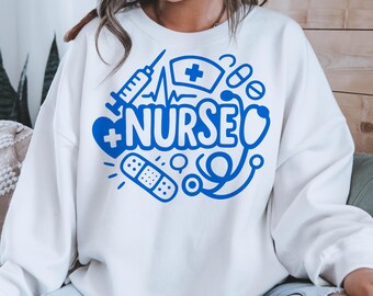 Blue Nurse Life PNG, Brush Strokes, Stethoscope (Digital Download)