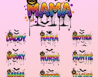 Halloween Monster Family PNG Bundle, Spooky Clipart (Digital Download)