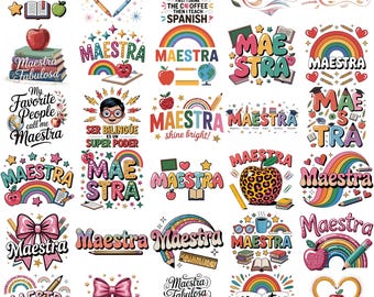 Maestra PNG Clipart Bundle, Spanish Teacher Designs (Digital Download)