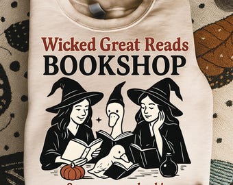 Witchy Book Club PNG, Halloween Goose Reading Design (Digital Download)