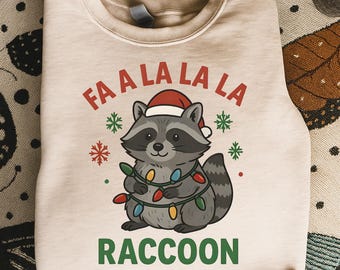 Vintage Christmas Raccoon PNG, Holiday Animal Clipart (Digital Download)