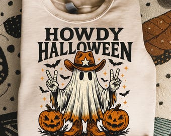 Howdy Halloween Ghost PNG, Western Fall Sublimation Design (Digital Download)