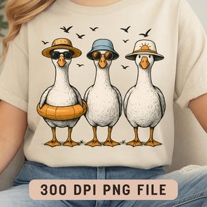 Summer Goose PNG, Hello Summer Png, Triple Goose Png, Summer Vibes Png, Goose Lover Png, Beach Vibes Png, Vacation Png, Animal Lover Png