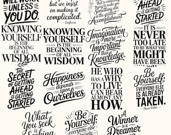 Motiverande citat SVG-paket, positiva affirmationer (digital nedladdning)