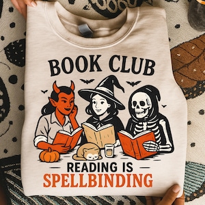 Witchy Book Club PNG, Spooky Girl Reading Png, Witch Halloween Design, Salem, Massachusetts Halloween Design, Witches Salem Png, Book Lover