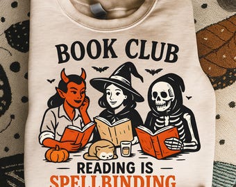Witchy Book Club PNG, Spooky Halloween Design (Digital Download)