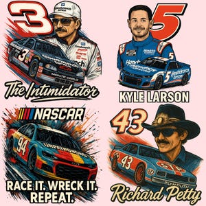 Nassar-Legenden PNG-Bundle, Nascar Png, Dale Png, Richard Petty Png, Digital Racing Art, Rennwagen-Download